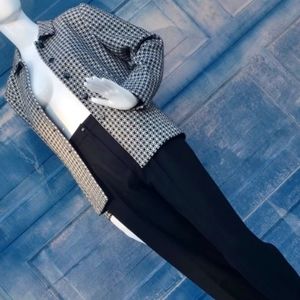 SAG HARBOUR PETITE LADIES PURE WOOL DOUBLE PLEATED  LUXURY BLACK PANT